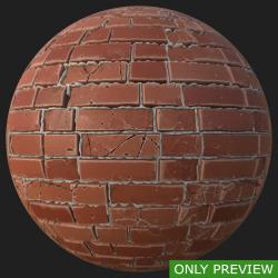 PBR Substance Material of Wall Brick Damaged